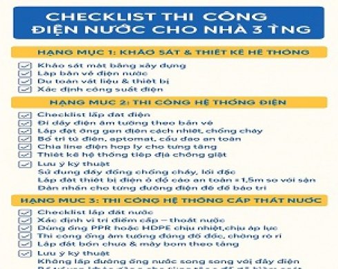 checklist thi công điện nước nhà 3 tầng